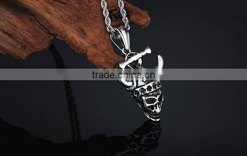 Stainless steel casting unique skull style horn pendant