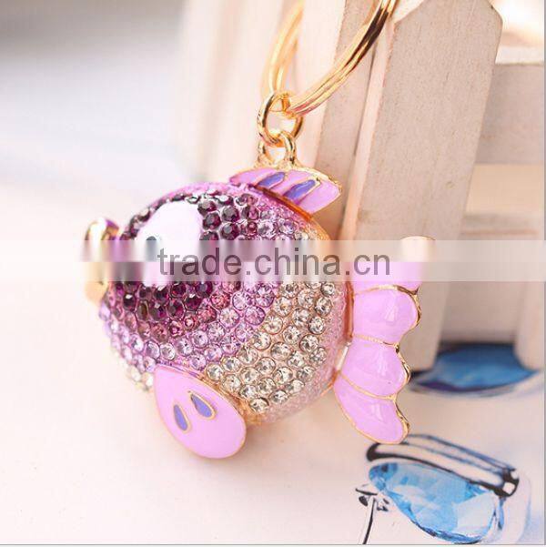 2014 Latest Rhinestone Fish Keychain , Bag Pendant ZTKC-180