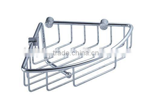 Chrome L-Shaped Corner Bathroom Basket Caddy