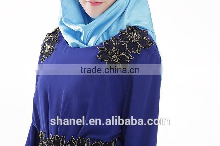 high quality chiffon muslim abaya dress appliqued islamic women clothing