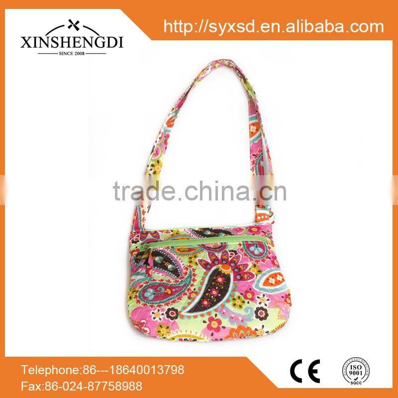 Factory wholesale cotton bright quilted fabric organic women oem beach satchel