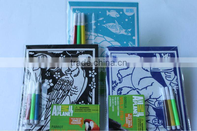 Watercolor sketchpad and velvet coloring set