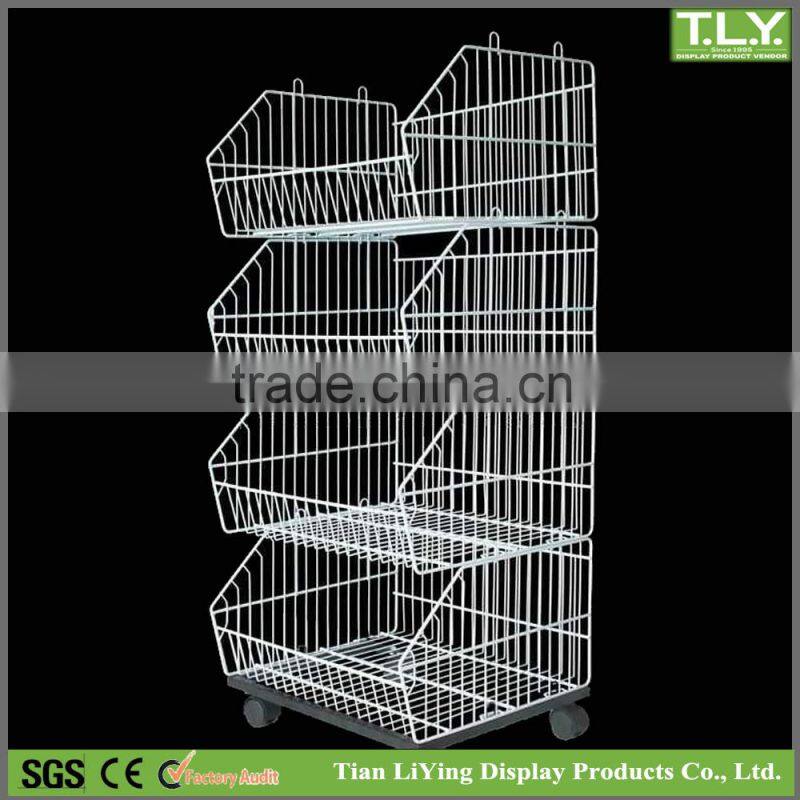 SSW-CM-601 Custom Iron Supermarket Basket Shelf / Iron Store Basket Shelf Manufacturer