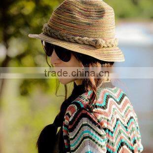 fashion ladies straw summer fedora panama hats Bohemian style