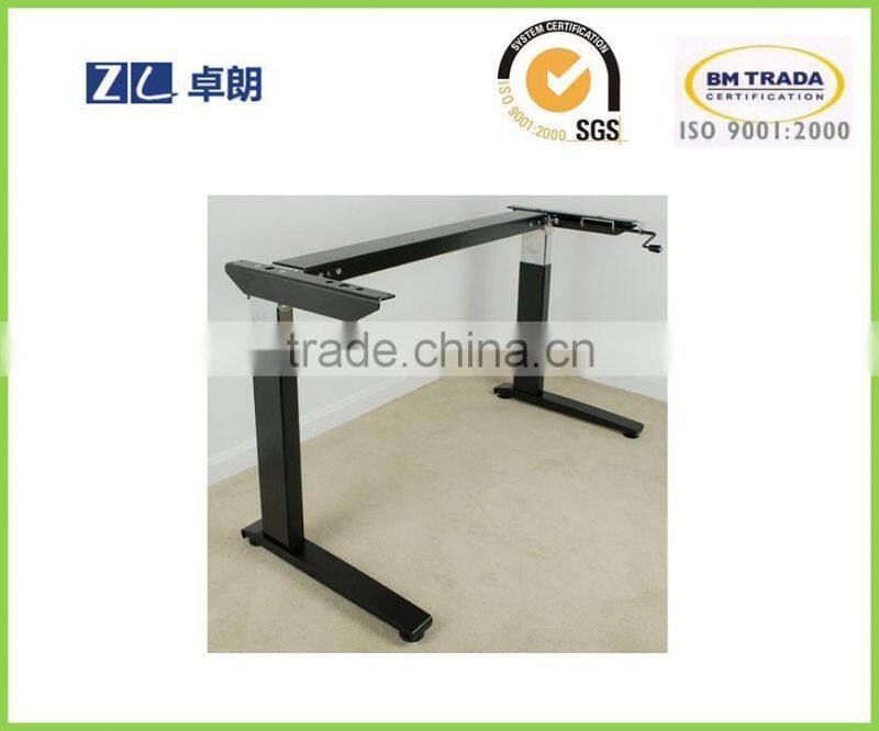 Lifting frame for sit to standing office desk by hand