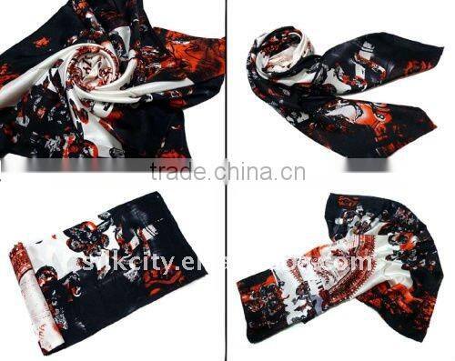 Laday's Lastest Winter print square silk scarf