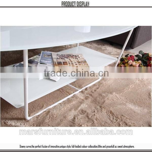 Cheap wholesale high quality white base glass top coffee table