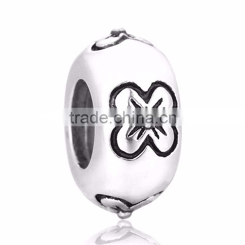 Flower Design Engravable Large Hole Beads Tibetan Silver Beads