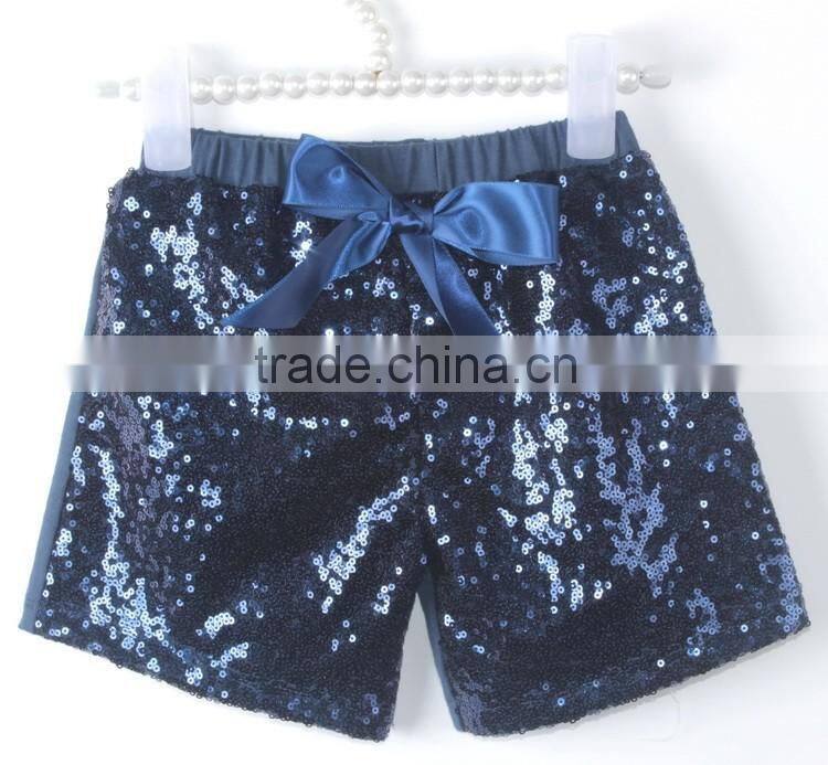 Wholesale children's boutique clothing baby girls sequin shorts fashion children wear with bow red clothes