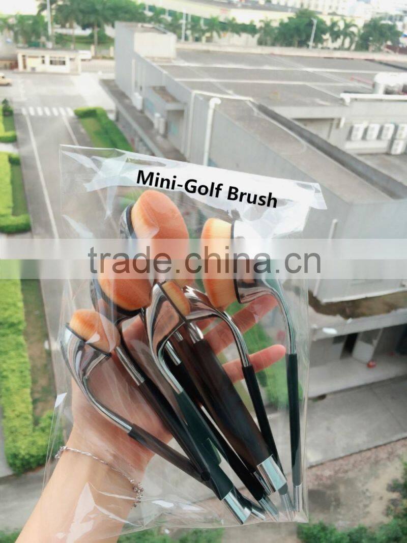 Hot Sales 9Pcs Golf Oval Makeup Brushes Mini Golf Brush Professional Cosmetic Brush