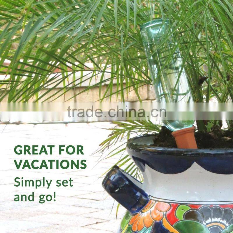 Terracotta Plant Watering Count Wine Bottle Stake Set