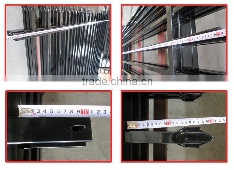 Hot galvanized powder coated black security tubular steel picket fence panels hebei factory