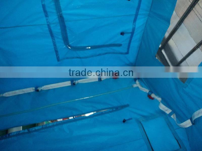 Folding portable inflatable shower decontamination tent for fire fighting