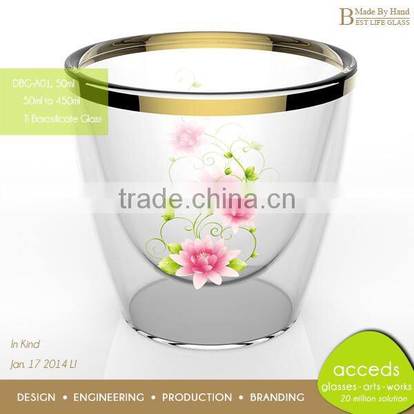 200ml Clear Borosilicate Galss Coffee Cup With Handle By Hand