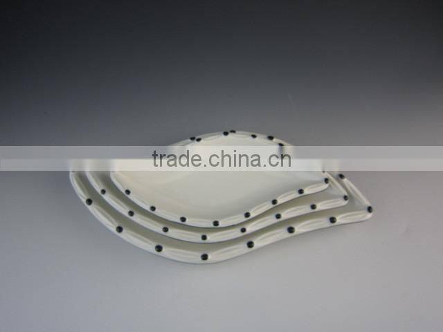 eco-friendly white porcelain plate round square oval leaf shape