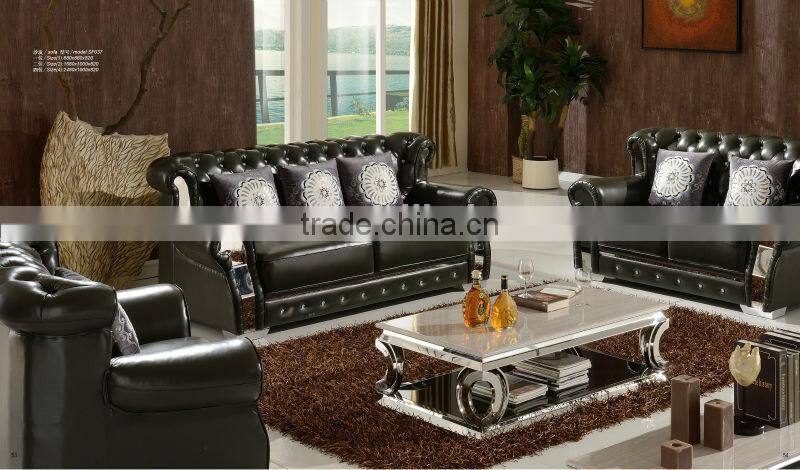 2015 hot selling Italian design stainless steel glass top coffee table B6688
