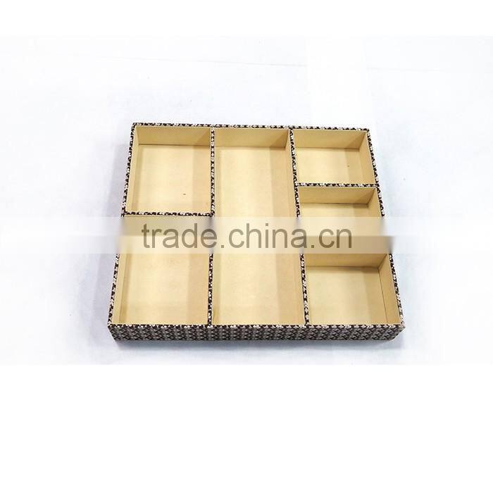 6 Compartments Leather Non Woven Fabric Desk Organizer With One Ring Holder