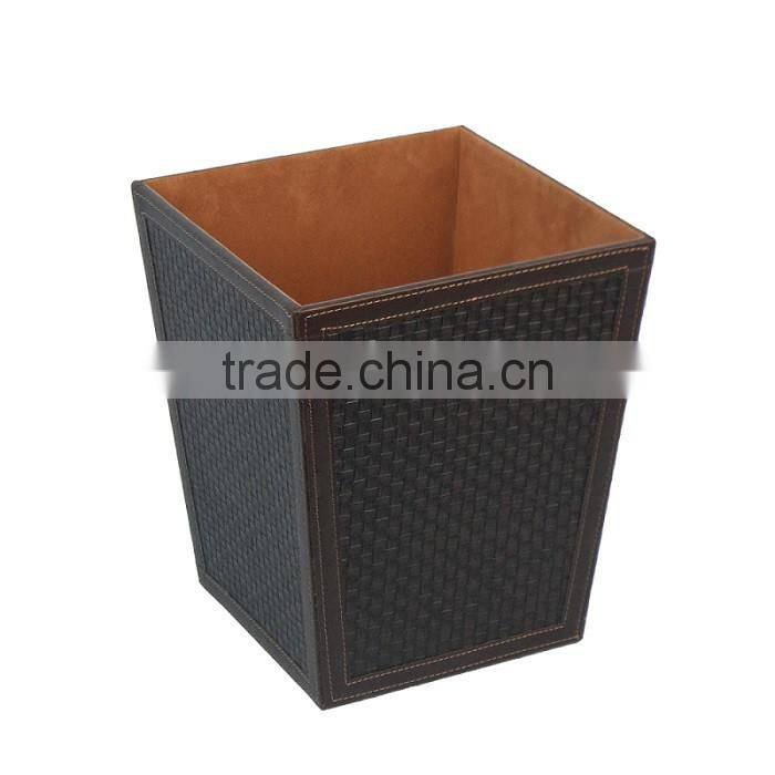 Classical Trash Can Faux Leather Dustbin For Home/Office/Hotel