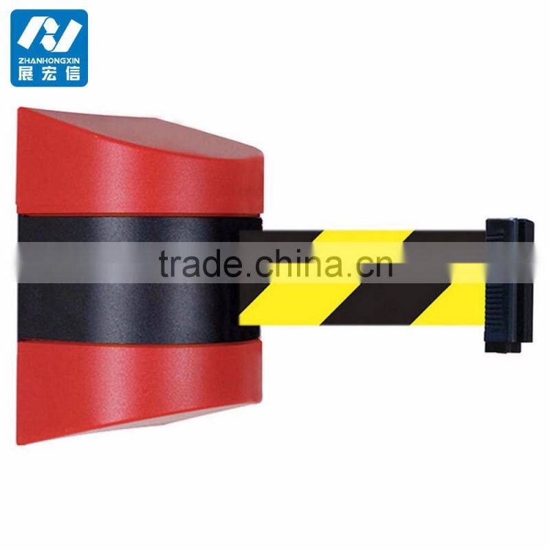 5m plastic wall mounted belt barrier for factory ,crowd control barrier