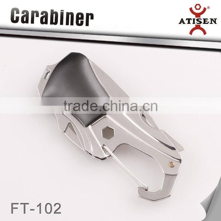 2Cr13 Stainless Steel Carabiner Outdoor Survival Camping Keychain Multi Tools