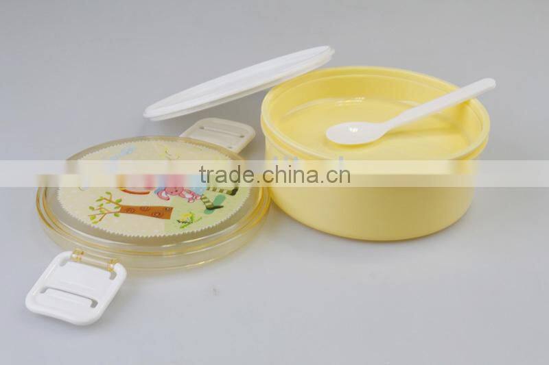 Round Double Layer Plastic Korean Lunch Box