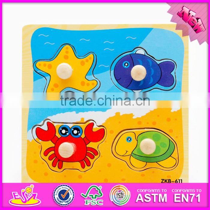 2017 New design children matching toy wooden knob puzzle W14M117