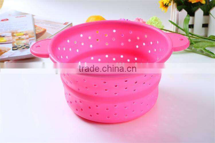 Food grade fruit silicone basket foldable silicone drain basket