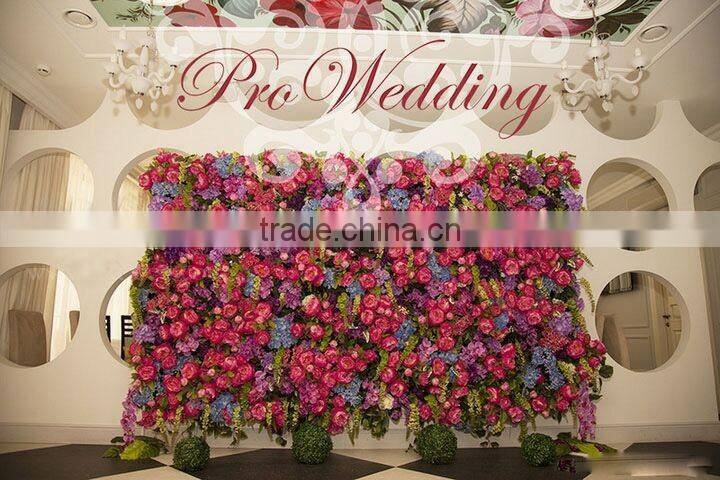 Wedding Flower Wall Backdrop, Wedding Decorate ,Silk Flower Wall Decoration with Commercial Logo