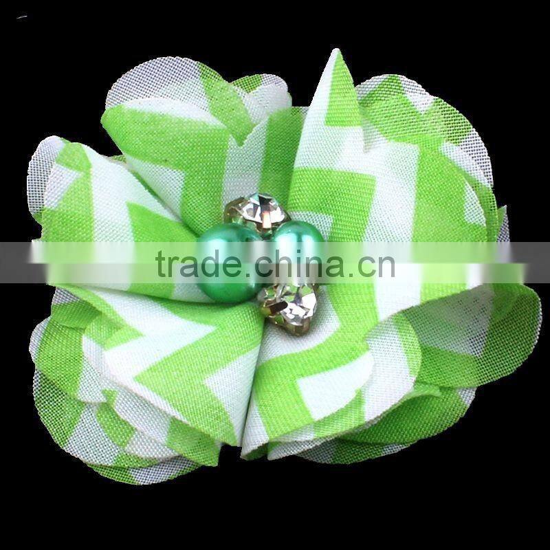 handmade fabric flower with pearl in center headband for kids hair accessories