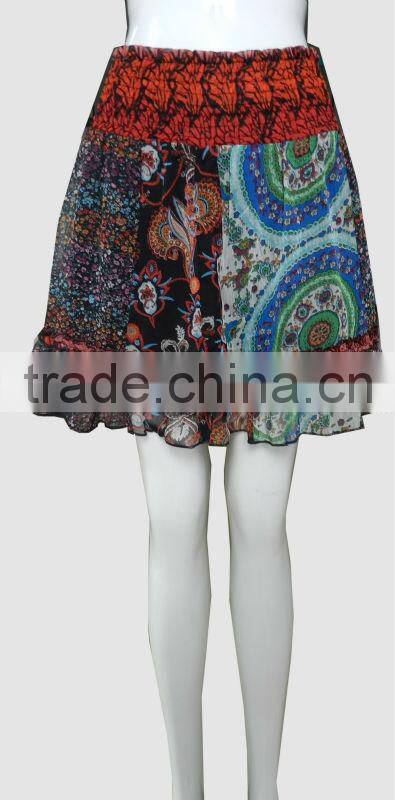 new design for women print chiffon skirt