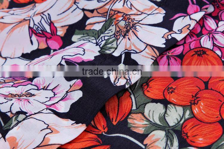 2015 Latest Hot sell european summer hot sale flower style shirt women tee shirt
