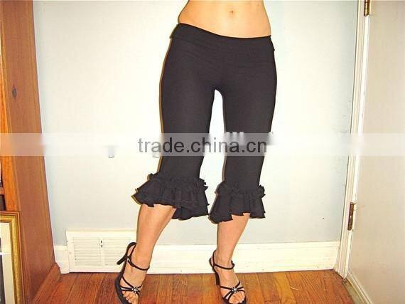 wholesale boutique ruffles pants spandex polyester woman pants