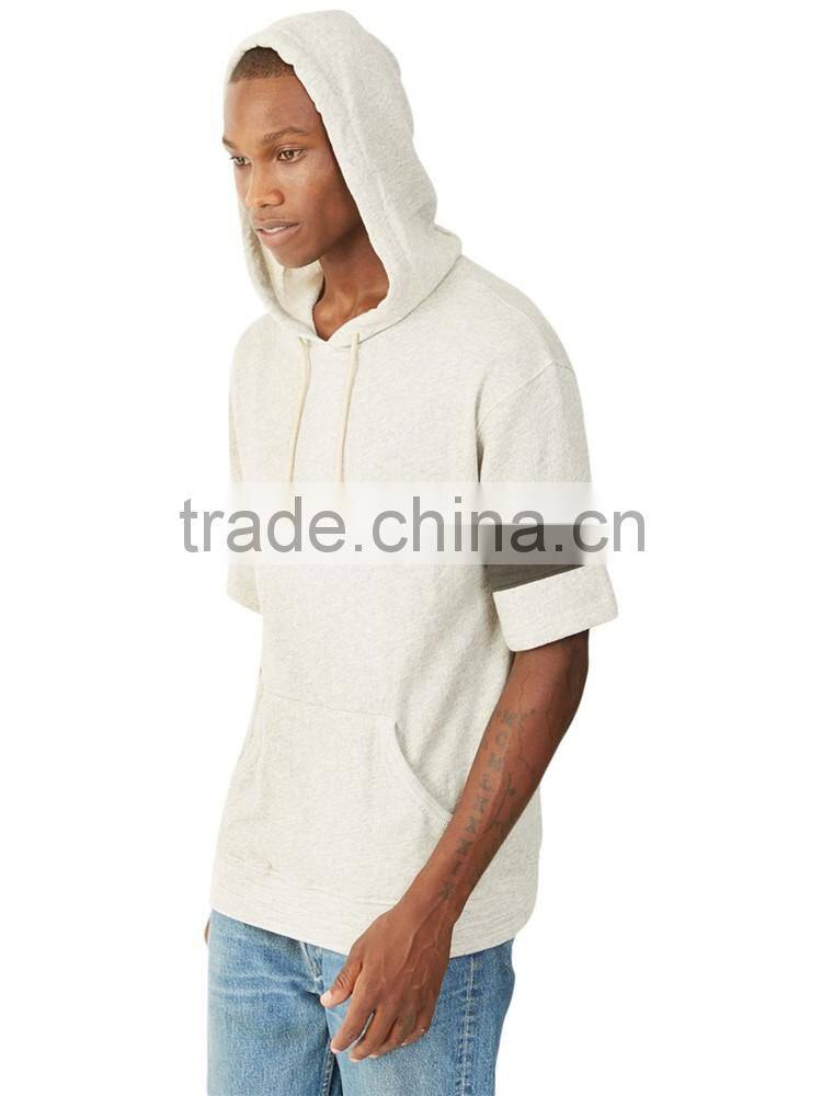 Mens french terry short sleeve hoodie
