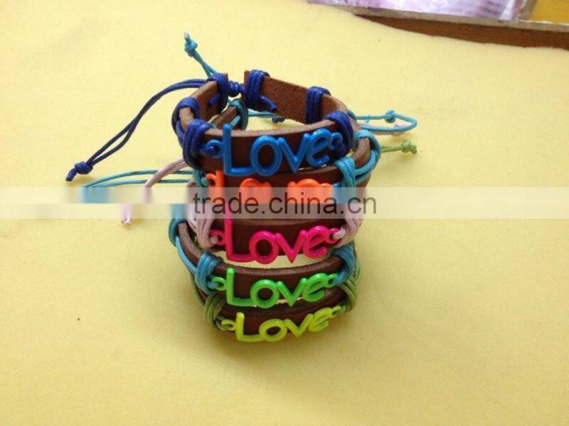 love charm leather bracelet love letter charm leather bangle custom charm leather bracelet