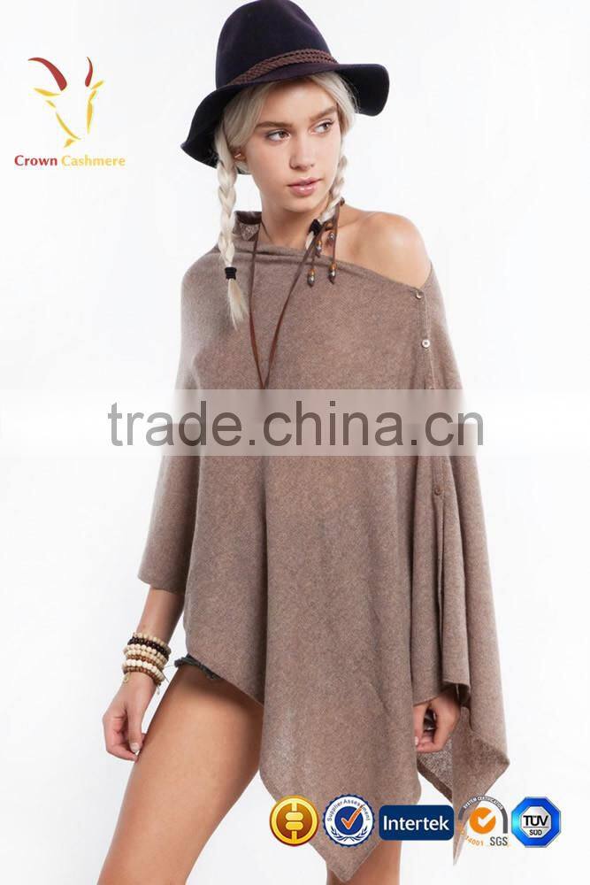 Lady Fashion Buttoms Cashmere Poncho/ Nepal Design Pashmina Shawl/