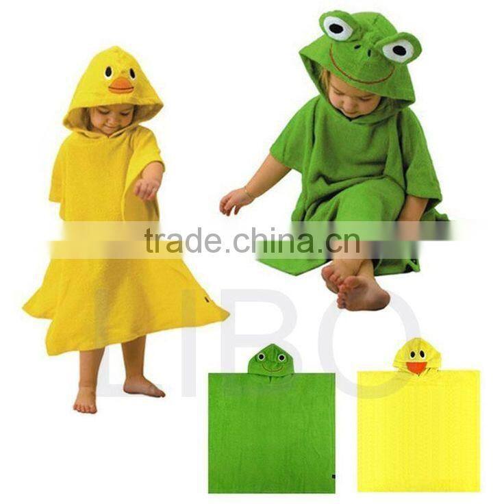 Super soft 100% cotton kids cartoon poncho towel