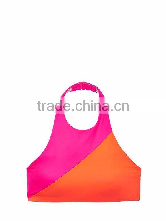 NEW!2016 xxx hot sex Colorblock High-neck Top bikini hot korean teen girl bikini