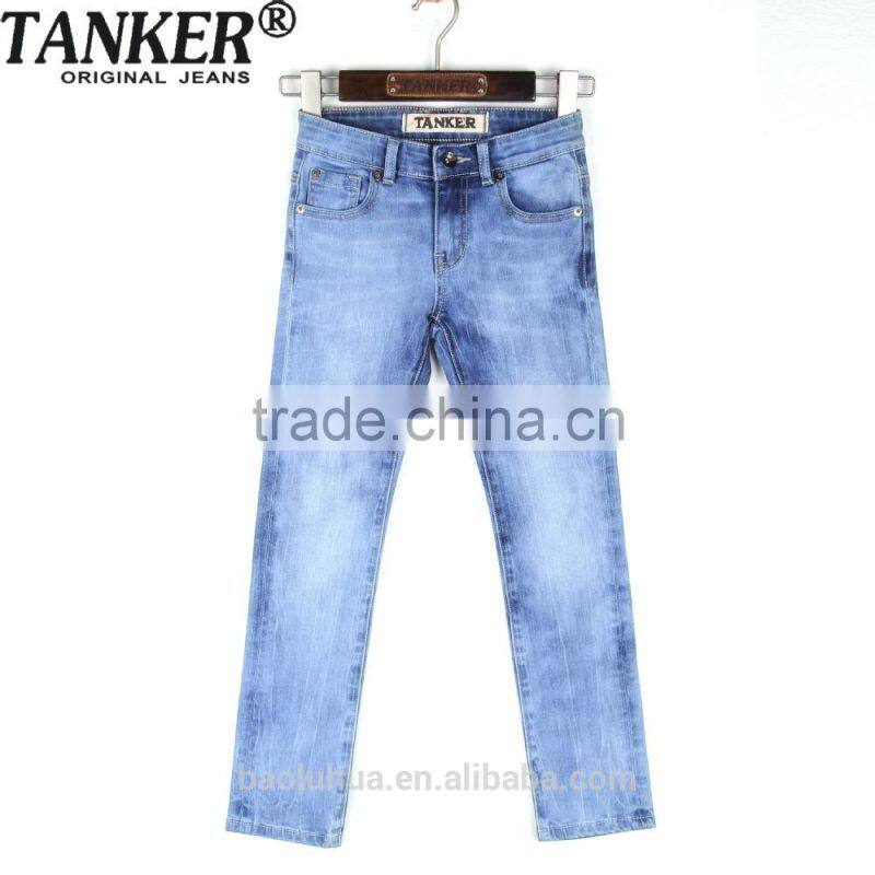 S1115K girls kid Children stretchable waistband indigo washed denim jeans