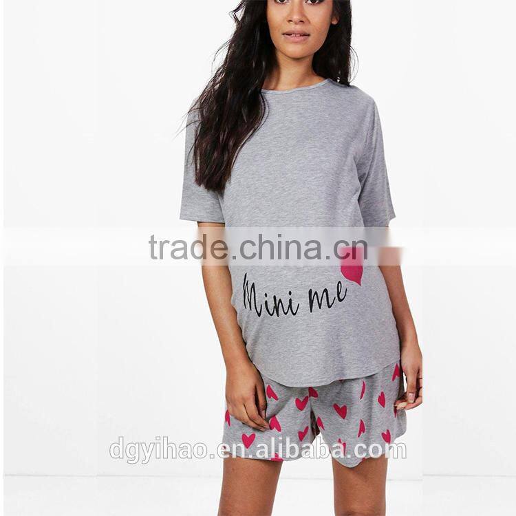 Yihao 2017 wholesale Maternity clothes printing cottonT shirt tops and shorts Set