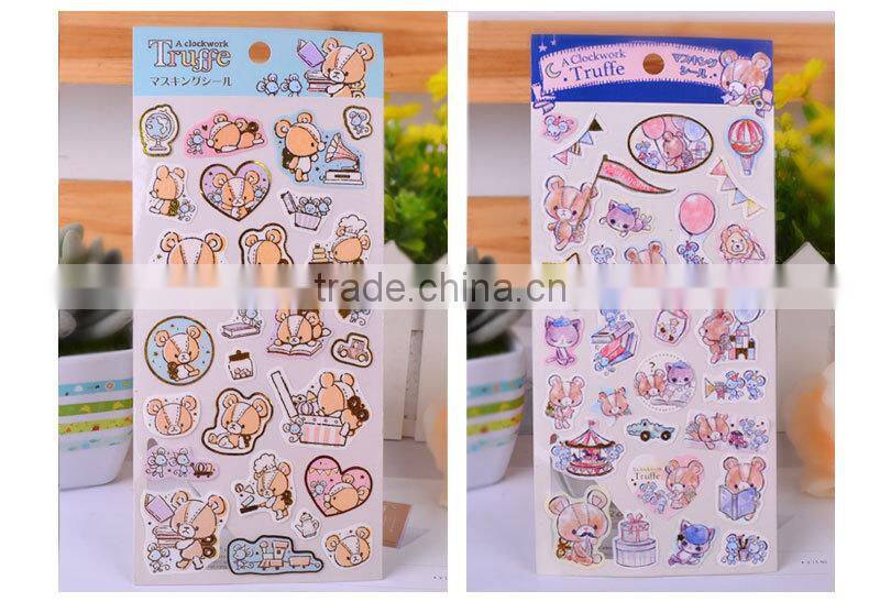 Adhesive sticker custom fiber paper decorative sticker gold stamp DIY sticker