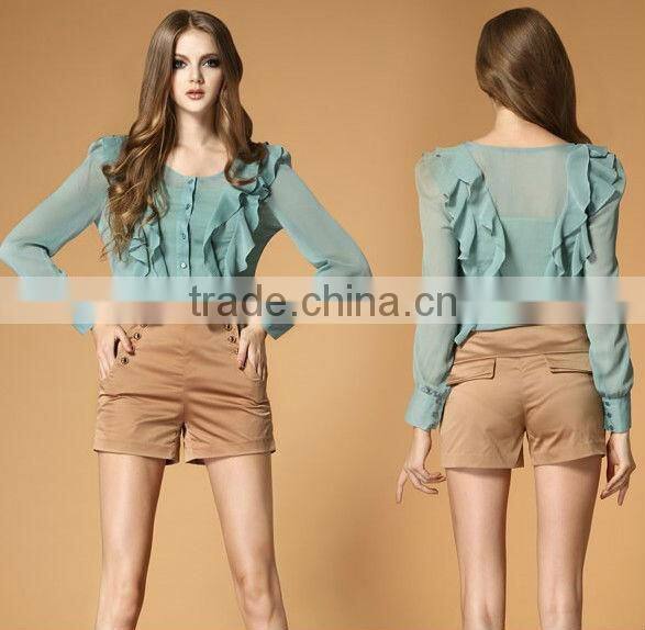 2013 fashion ladies long sleeve blouses