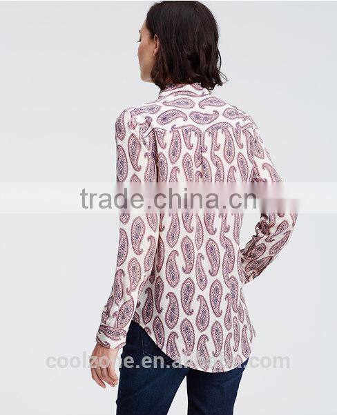 Fashion elegant mature long sleeve floral print blouse for middle aged women