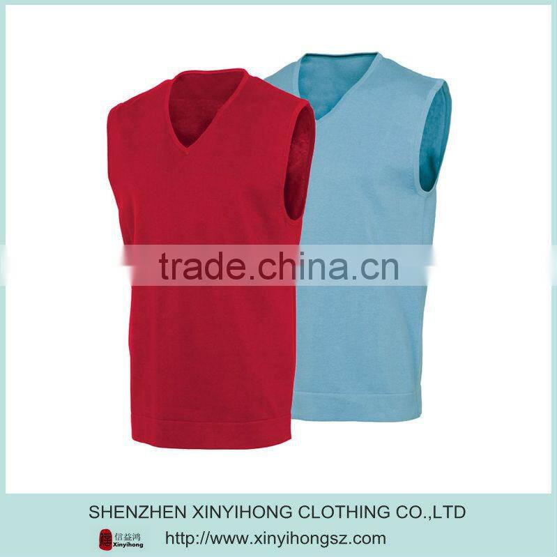 Customized Quality Cotton Slim Fitted Men Sleeveless Autumn Knitwear