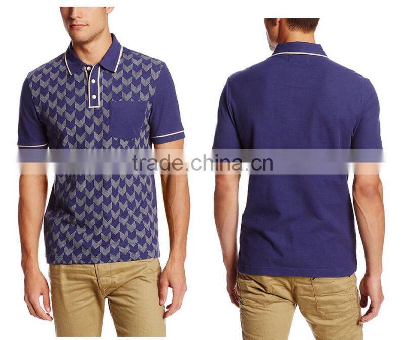 Custom Mens Formal Wholesale Full Printed Different Color Collar Polo Shirt
