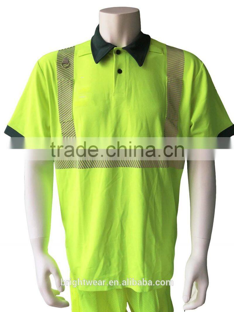 Low price two-tone polyester 3M reflective tape safety Europe ENISO 20471 security polo shirt