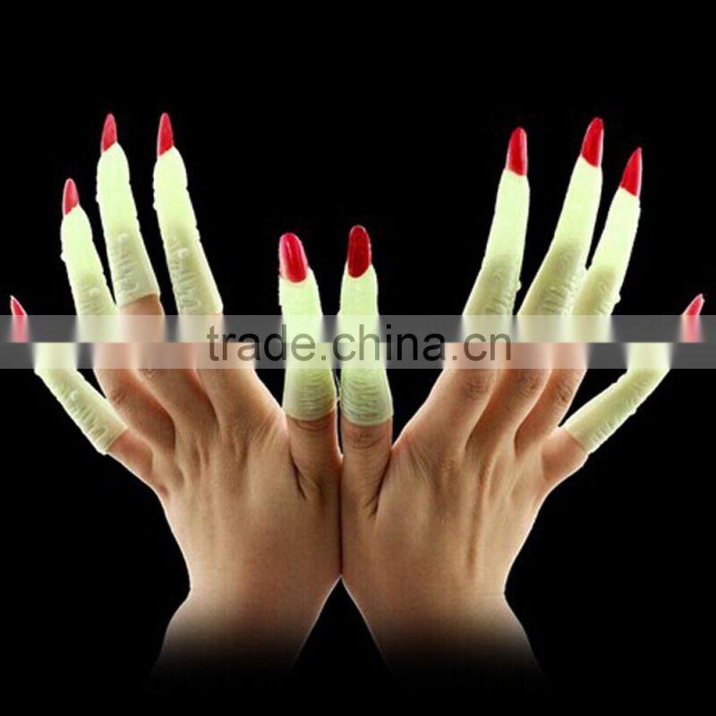 Halloween party accessories glow in dark luminous fluorescent witch finger false nail