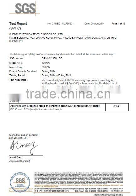 100% nylon various size hook and loop with adhesive on back