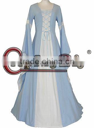 Custom Made Sky Blue Medieval Victorian Gothic Dress Halloween Cosplay Costume