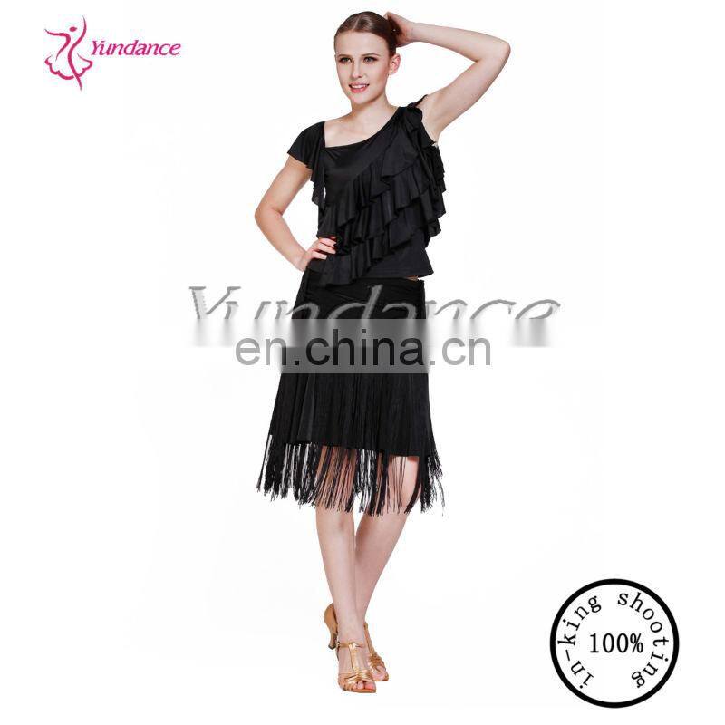 AB007 2014 New Brand Black Tassel Dance Dress Black Children