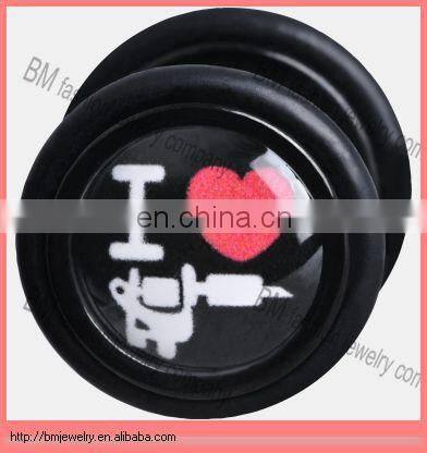 Pentagram black acrylic crazy UV ear fake plugs wholesale cheaper cheater body piercing jewelry